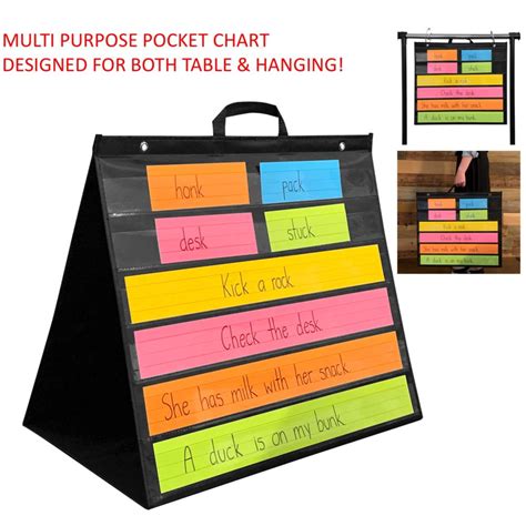 Large Double Sided Tablehanging Pocket Chart With Handle Pdx Reading