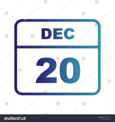 December 20th Date On A Single Day Calendar Royalty Free Stock Vector