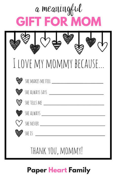 I Love My Mom Because Printable A Thoughtful T For Mom Mothers