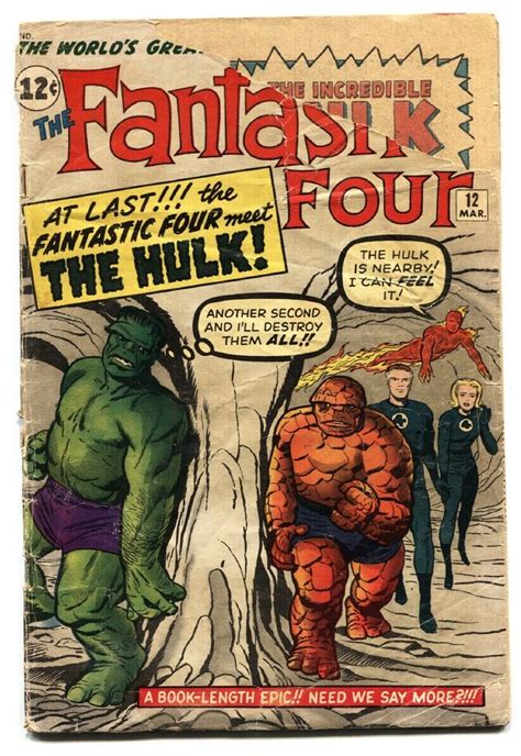 Fantastic Four 12 Hulk Vs Thing 1963 Marvel Bargain Comic Books