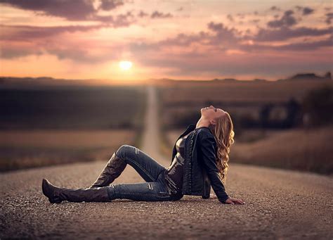Road Looking Up Curly Hair Jake Olson Jeans Blonde Landscape