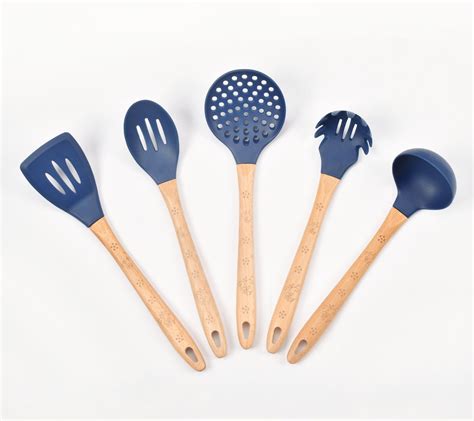 Temp Tations Silicone Utensils With Wooden Handles Qvc Com
