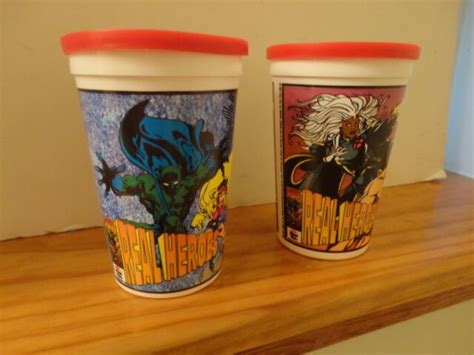 Marvel Real Heroes 2 Different Unused Cups Lids 6 Pizza Hut 1994 Rare Storm Ebay