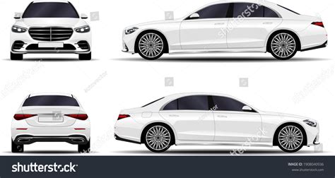 Realistic Car Sedan Front View Side Stock Vector Royalty Free 1908040936