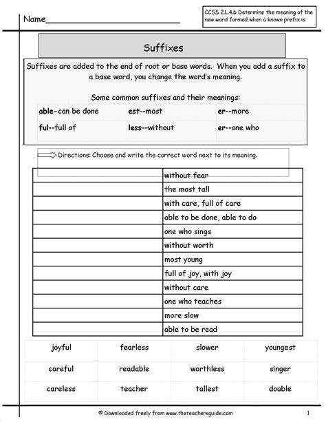 Suffixes And Prefixes Worksheets