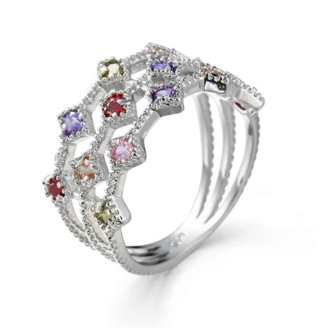 Best Selling Fashion Colorful Zircon Rings For Women Ladies Creative