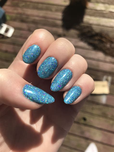 Beautiful Blue Glitter Dipped Gel Nails Blue Glitter Nails Sparkly