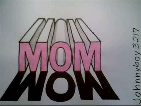 The drop shadow will fall on both the floor and the wall. How To Draw The Word Mom In 3D Casting A Shadow Easy 1 One ...