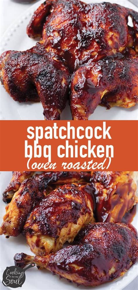 Spatchcock Bbq Chicken Oven Roasted Spatchcocked Chicken Brushed With Homemade Bbq Sauce It S