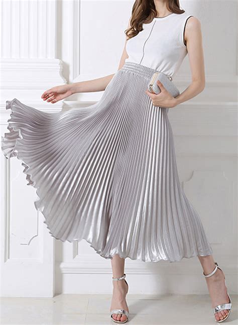 women s fashion high elastic waist pleated maxi dress