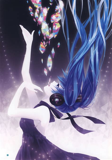 Anime Girl Blue Eyes Blue Hair Dress Headphones Long Hair