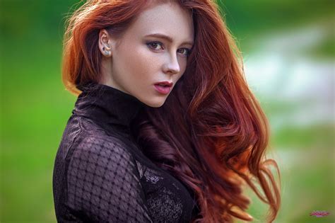 long hair alexandra girskaya mwl photo redhead brown eyes women hd wallpaper