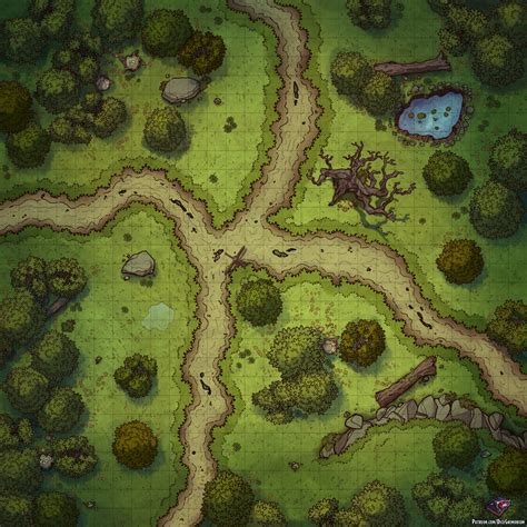 Battlemap 28x28 1960x1960px Wilderness Crossroads Fantasymaps