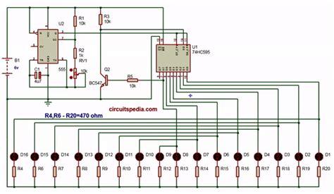 Led Chaser Circuit Using Transistors Led Running Light Circuit
