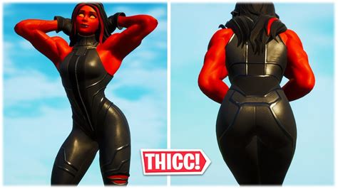 Fortnite She Hulk Skin Red Style Showcased With Thicc Dances And Emotes