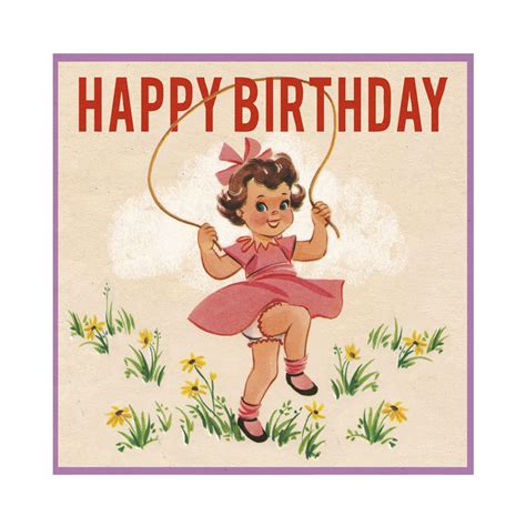 Find images of happy birthday card. Vintage Skipping Girl Birthday Card - Elfie Children's Clothes