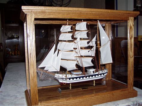 Model Ship Display Case Cabinet Oak Etsy