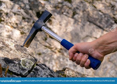 Geological Hammer In Hand Stock Photo Image Of Activity 132364644