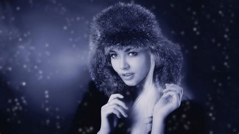download blue toned photo of russian girl wallpaper