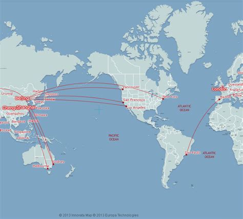 Air China Route Map Americas And Australia