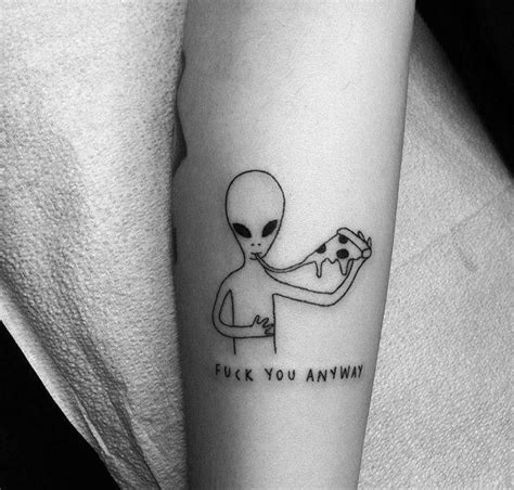 Pin By Infernal Ultra On Art Alien Tattoo Weird Tattoos Pizza Tattoo