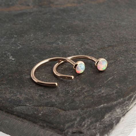Gold Hoop Earrings Opal Tiny Hug Hoops Tiny Opal Hoops Etsy