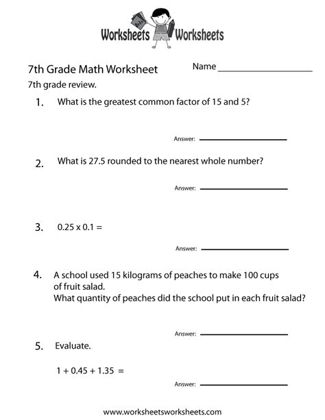 Rhyming worksheet punctuation worksheets measurement worksheets english grammar worksheets. 7th Grade Math Review Worksheet - Free Printable ...