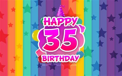 Download Wallpapers Happy 35th Birthday Colorful Clouds