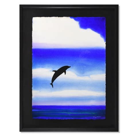 Wyland Signed Dolphin Seas 40x52 Custom Framed Original Watercolor