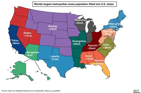 Worlds Largest Metropolitan Areas Populations Fitted Into Us States R