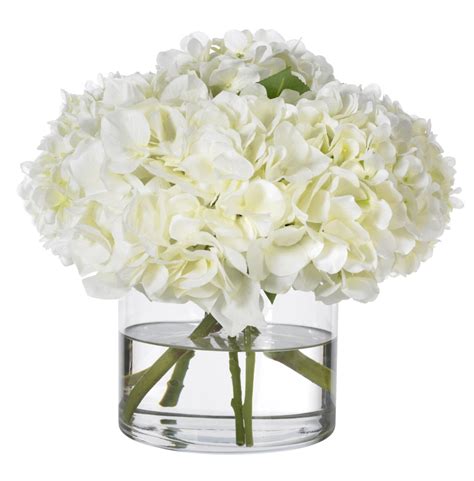 Diane James Home White Hydrangea Faux Floral Arrangement Faux Floral Arrangement White