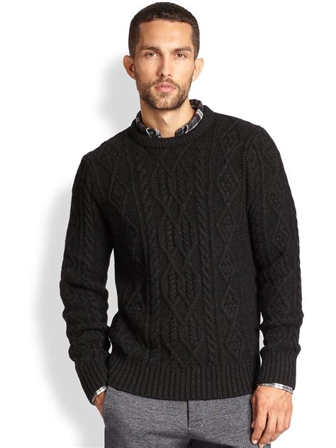 New abercrombie & fitch icon cable knit sweater xs navy cardigan sweatshirt polotop rated seller. Lyst - Vince Cable Knit Crewneck Sweater in Black for Men