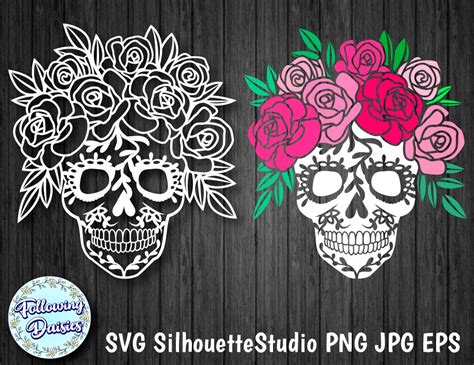 Floral Skull In Svg Day Of The Dead Halloween Decoration Etsy
