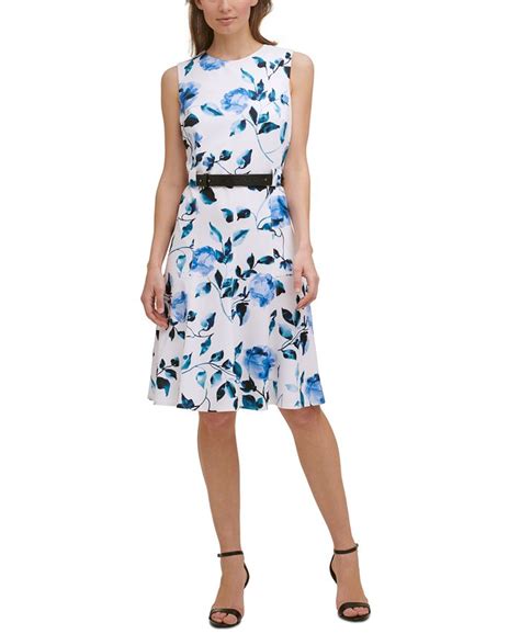 Karl Lagerfeld Paris Printed Scuba Crepe Fit And Flare Dress And Reviews