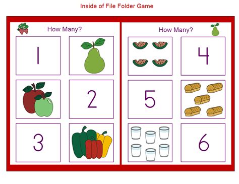 1 2 3 Learn Curriculum Nutrition How Many File Folder Game