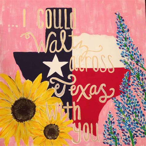 Everything Texas Canvas Painting Sunflowers Bluebonnets And The Flag