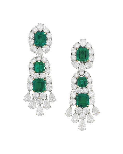 A Pair Of Emerald And Diamond Earrings By Van Cleef And Arpels