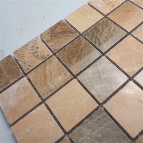 Natural Stone Mosaic Tile Square Brown Patterns Bathroom Wall Marble