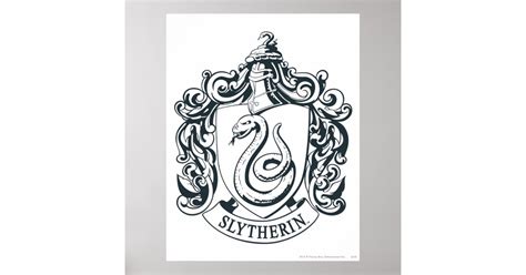 Harry Potter Slytherin Crest Black And White Poster Nz