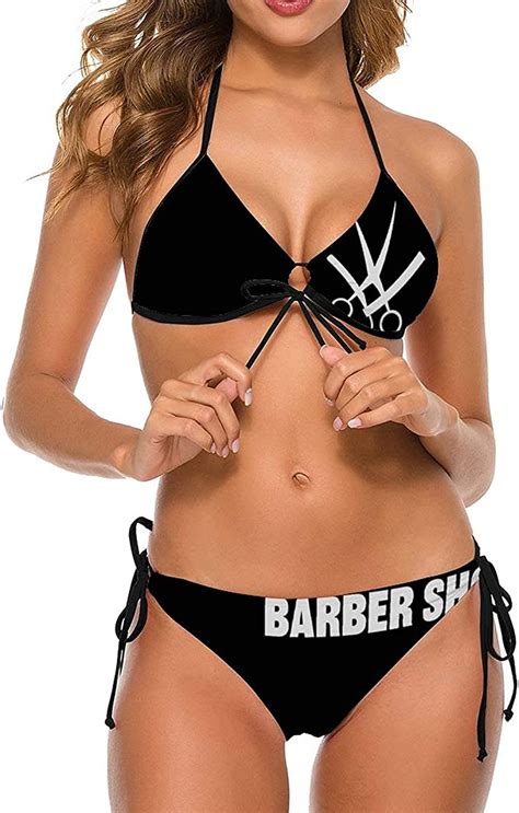 Barber Shop Women Two Piece Swimsuit Sexy Halter String Triangle Bikini Sets Swimwear S Amazon