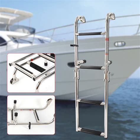 4 Step Boat Ladder Folding Inboard With Swim Platform Marine Stainless