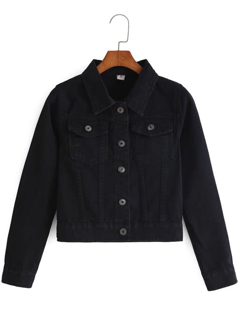 black lapel long sleeve denim crop jacket vintage denim jacket long sleeve denim jacket crop