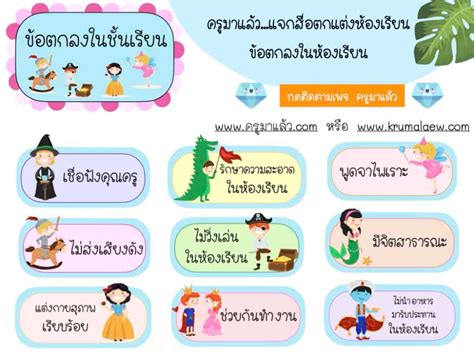 แจกฟรีไฟล์ ตกแต่งห้องเรียน ข้อตกลงในชั้นเรียน ครูมาแล้ว คำคมการ