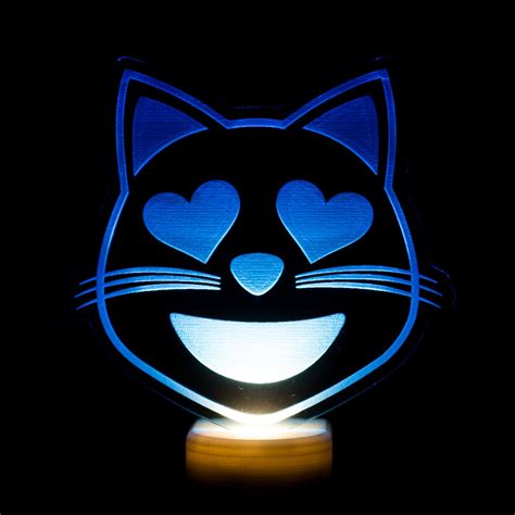 Cat Heart Eyes Emoji Night Light Smiling Cat Face With Heart Etsy