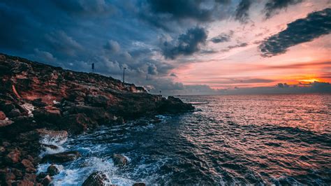 Download Coast, sunset, nature, sea wallpaper, 3840x2160, 4K UHD 16:9 ...