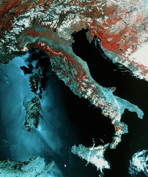 Infrared Satellite Image Of Italy Photograph By Mda Information Systems