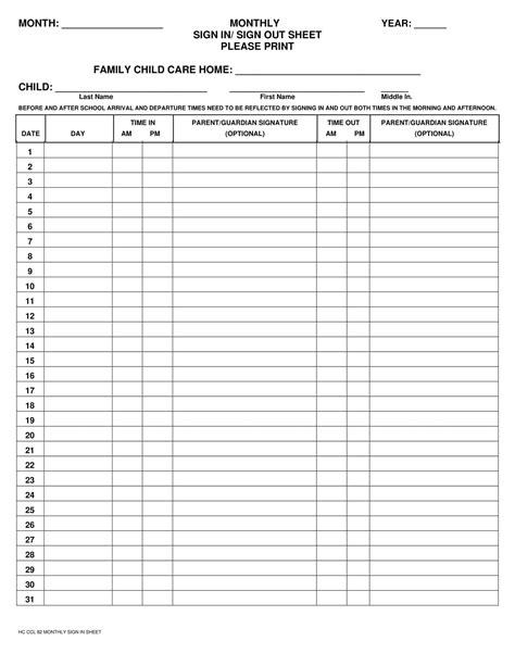 Free Printable Sign In And Out Sheet Templates Pdf Word Excel