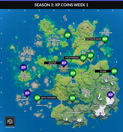 The very south on the fortnite map, towards the southwest of misty meadows, under the side stairs on the exterior of the skilodge. Season 3: XP Coins Week 1 Map : FortNiteBR