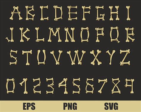 Skeleton Bone Pirate Font Alphabet Svg Png Eps Fonts For Etsy