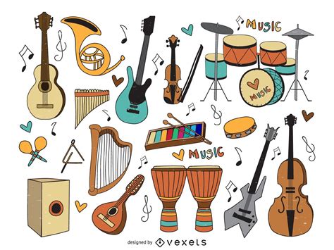 Descarga Vector De Conjunto De Dibujos Animados De Instrumentos Musicales